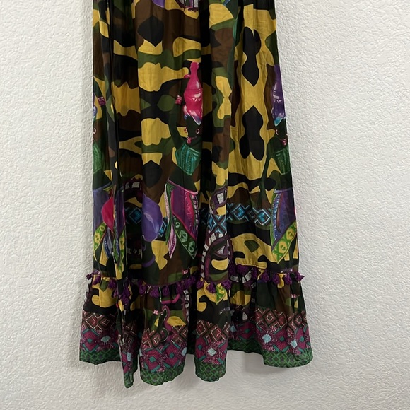 Antica Sartoria Italian Boho Camo African Folk Art Maxi Dress - Picture 8 of 17
